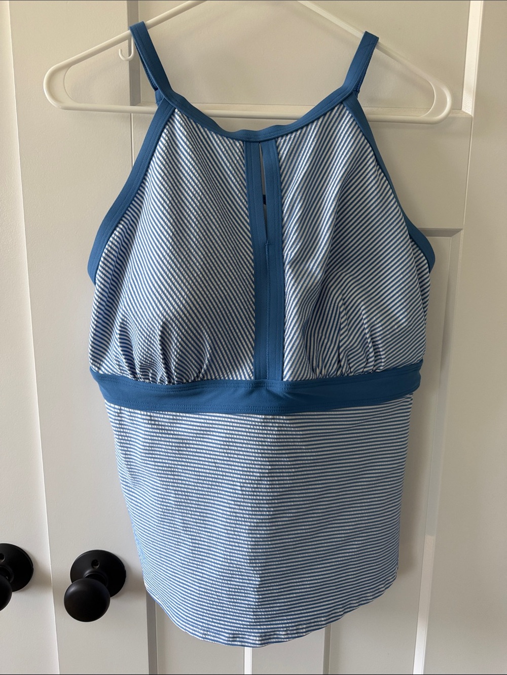 Lands' End Blue and White Striped Halter Swim Top